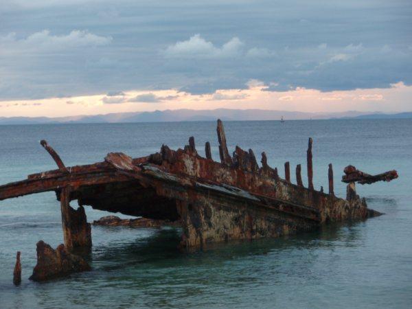 Wrecks in front of Bulwer Beachfront Bulwer wrecks Moreton Island